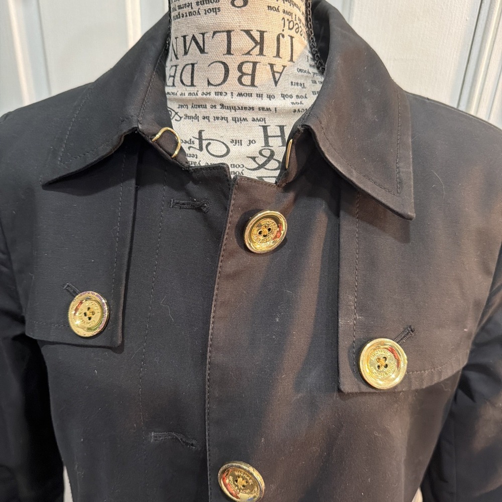 Michael Kors Trench Coat Cotton Black Medium Read - Picture 4 of 9
